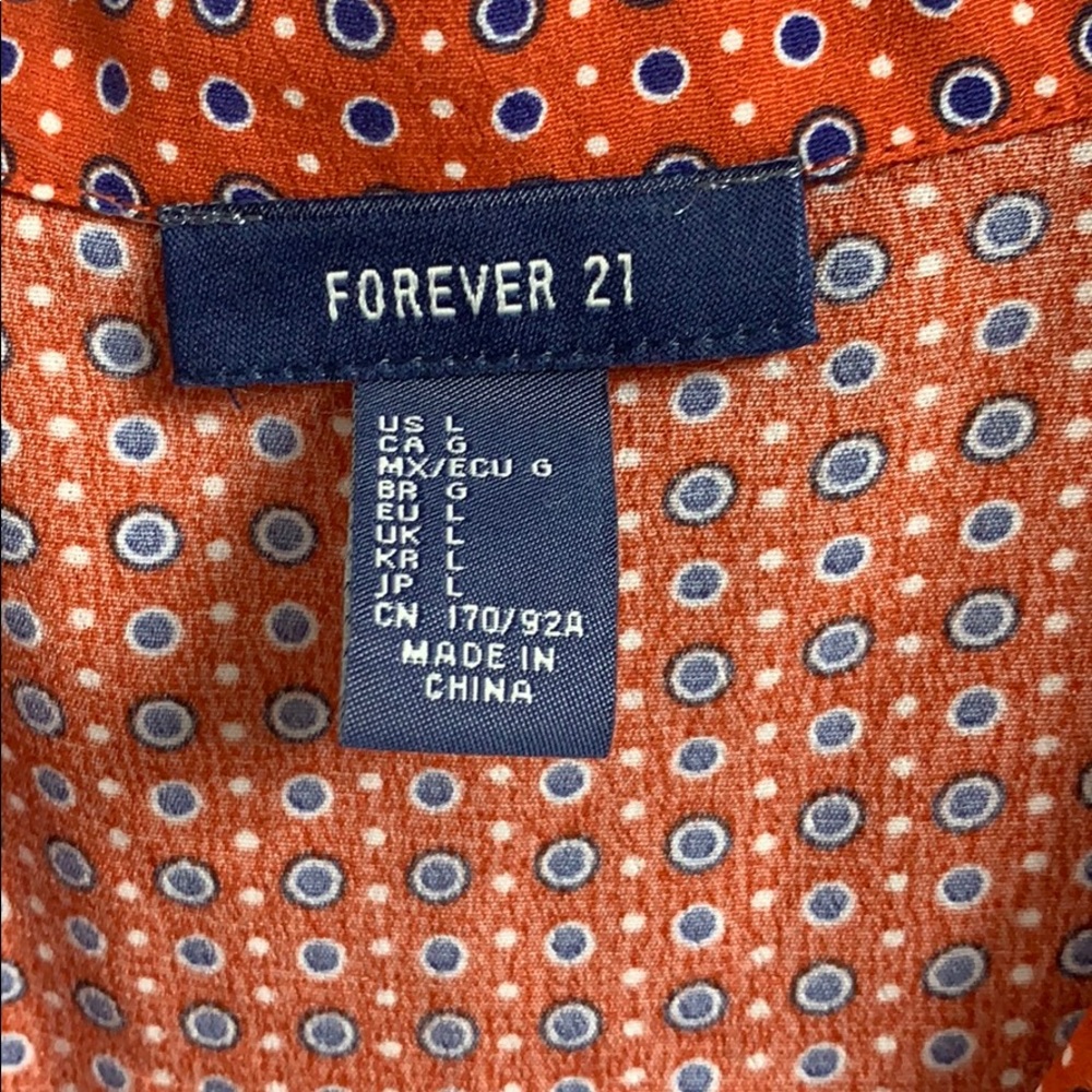 Orange Polka Dot Collared Button Up Shirt - Picture 2 of 4